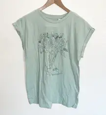 Portrend Willow Boutique Flower Floral Bouquet Boot Cap Sleeve Mint Graphic Tee