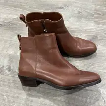 COACH Carmen Brown Leather Side Zip Ankle Booties  Size 6