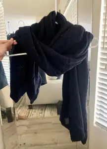 Dark Navy Sweater-like Material Long Scarf 