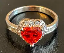 Red ruby gemstone CZ gold plated ring size 10