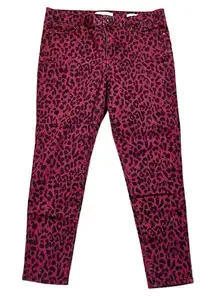 Social Standard by Sanctuary Maroon Leopard Ankle Skinny Pants 10