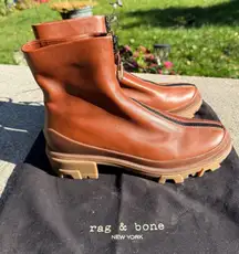 $525 Rag & Bone Women’s Shiloh Sport Zipper Boots – Brown Leather EU 39 9US