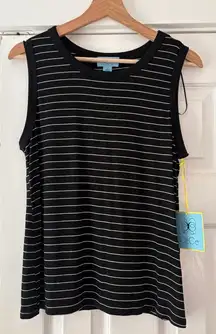 CeCe Black Striped Top Tank Size‎ Large NWT