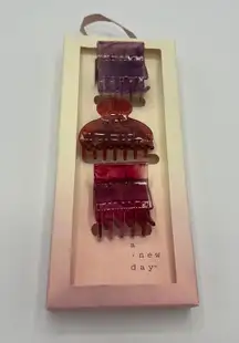 A New Day Women's Purple Three Piece Acrylic Claw Clip Set - NWT