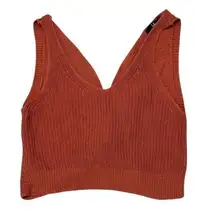 Lulus Knit Crop‎ Top Rust Orange Sleeveless V Neck Twist Back Casual Medium