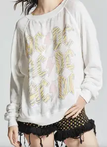 Recycled Karma AC/DC Tiger Print White Oversized Sweatshirt