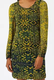 TWELFTH STREET BY CYNTHIA VINCENT Anthropologie Green Print Silk Dress Size 4