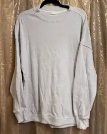 Aerie Light Gray White Textured Knit Oversized Lightweight Sweater XS