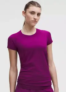 Lululemon Fushia Hot Pink Short Sleeve Swiftly Top Athleisure Women's size 4