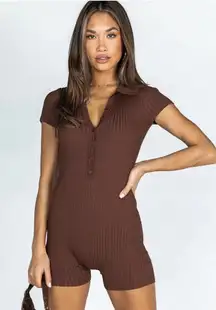 Princess Polly Downtown Romper Chocolate One Piece Women’s XS/Small