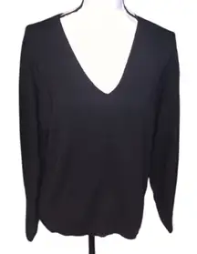 H&M Conscious Women's Black V-Neck Sweater Ribbed 