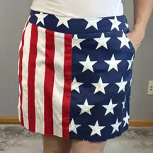 Loudmouth Ladies American Flag Skirt Skort Size 10 Red White Blue Golf Tennis