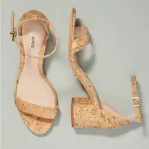 SCHUTZ Chimes Cork Heeled Sandals in Neutral size 8 Minimalist