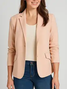Talbots Jacket Blazer Size 8 Pink Lined Pockets Long Sleeve Fitted Preppy Work