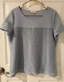 Calvin Klein ‎ Ribbed Short Sleeve Top Blue Career Summer Large