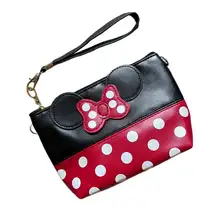 Disney Mini Mouse Themed Polka Dot Vegan Leather Wristlet Pouch