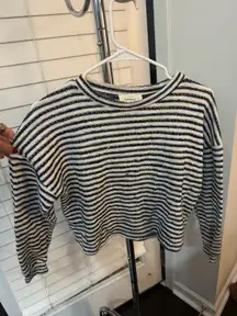 Navy and white striped sweater 