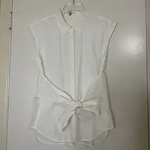 T Alexander Wang button down white cotton tie waist top size XS