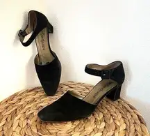 Yves Saint Laurent shoes YSL black Suede Ankle Strap D'Orsay Heels Pumps