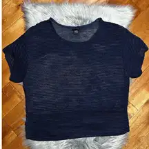 Torrid Navy Blue Open Weave Knit Sweater Dolman Sleeve Top Size 1