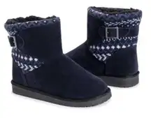 Essentials by Muk Luks Melly Navy Blue & Black Winter Ankle Boots Size 9