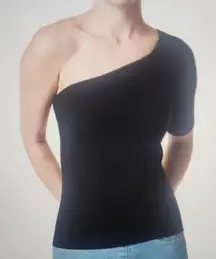 SPANX Black Stretch Rib One-Shoulder Top Size 2X