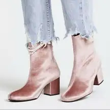 NWOT Free People Velvet Cecile Pink Booties Size 37