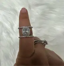 NWT Henri Bendel Luxe Asscher Cut Pave Silver Tone Harness Ring Size 5