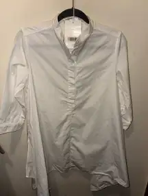 MaxMara SAMPLE Solista poplin 3/4 sleeve handkerchief hem blouse size 8