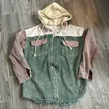 Women’s corduroy hooded shacket shirt jacket size medium