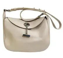 Waverly Eggshell Pebbled Leather Shoulder Bag Purse