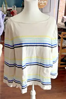 Talbots Cream with Multi-Colored Striped‎ Heavy Knit Top Size 3X