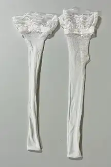 White Lace Fishnet Knee High Thigh High Socks Tights Stockings Hosiery Lingerie 🤍
