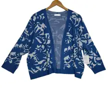 89th + Madison Abstract Open Cardigan Sweater Size 2X Star Sapphire Combo New‎