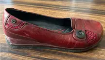 Dansko Wedge 41 US 11 Burgundy Red Leather Pam Slip on Loafer