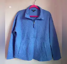 Eddie Bauer Heathered Blue Quilted 1/2 Zip Pullover Sweatshirt Jacket L