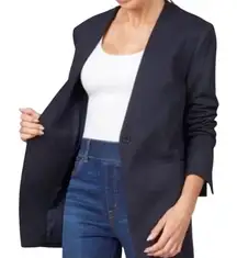 SPANX Navy Pinstripe Perfect Collarless Blazer Size Large NEW with tags