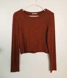 Opulence brown marled long sleeve crop top