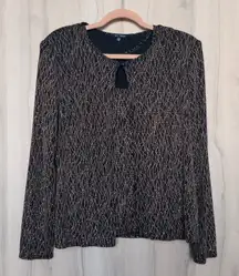 VTG Blue Sage Womens 2 Piece Set Size M Black Gold 90s Metallic Chic Glam Party