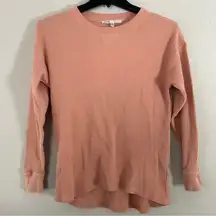 🦋Seven7 Peach Waffle Knit Long Sleeve Shirt Top Blouse Casual Comfy Spring Small
