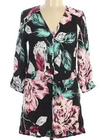 Kendall & Kylie Black Floral Romper Womens 8 Long Sleeve Boho Classy Shorts