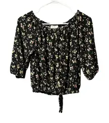 Free Kisses Womens‎ Size Small Floral Crop Tie Front Top Cottagecore