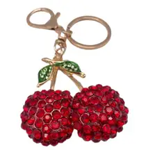 Cherries Rhinestones Keychain Bag Charm