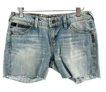 Vintage Armani Jeans Cutoff Denim Shorts Womens 26 Blue Low Rise Grunge Classic