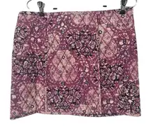 Free People Darla Quilted Sweetheart  Tapestry Rose‎ Mini Skirt Size 10