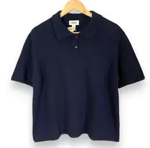 Talbots NWT Deadstock Vintage  Navy Blue Knit Polo Shirt