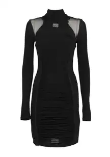 Versace Revolve* Mesh-Panelled Long-Sleeved Mini Dress, Black, Size 36 New w/Tag