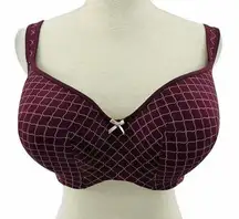 Lane Bryant Cacique Burgundy Printed Balconette Underwire Bra 42DD