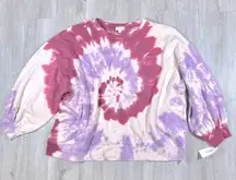 Purple Crew Neck Tie Dye Sweatshirt 2X