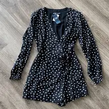 Abercrombie & Fitch long sleeve polka dot romper black white XS NEW NWT